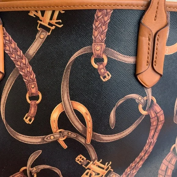 Lauren Ralph Lauren Black Print Handbag - Picture 2 of 8